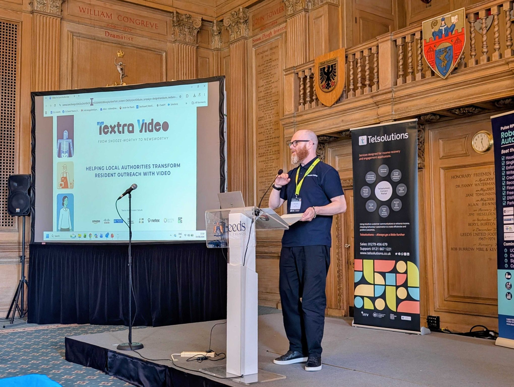 Matt Cooper presenting at Leeds Civic Hall